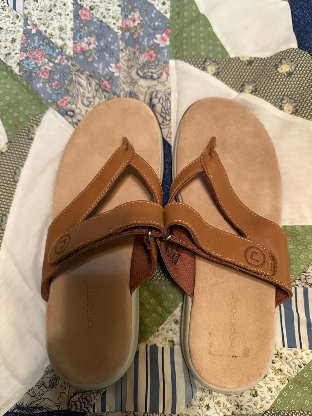 Rockport Brown Tan Leather Thong Sandals